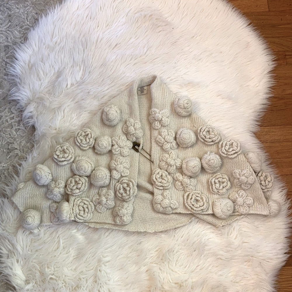 Anthropologie Floral Sweater Caplet